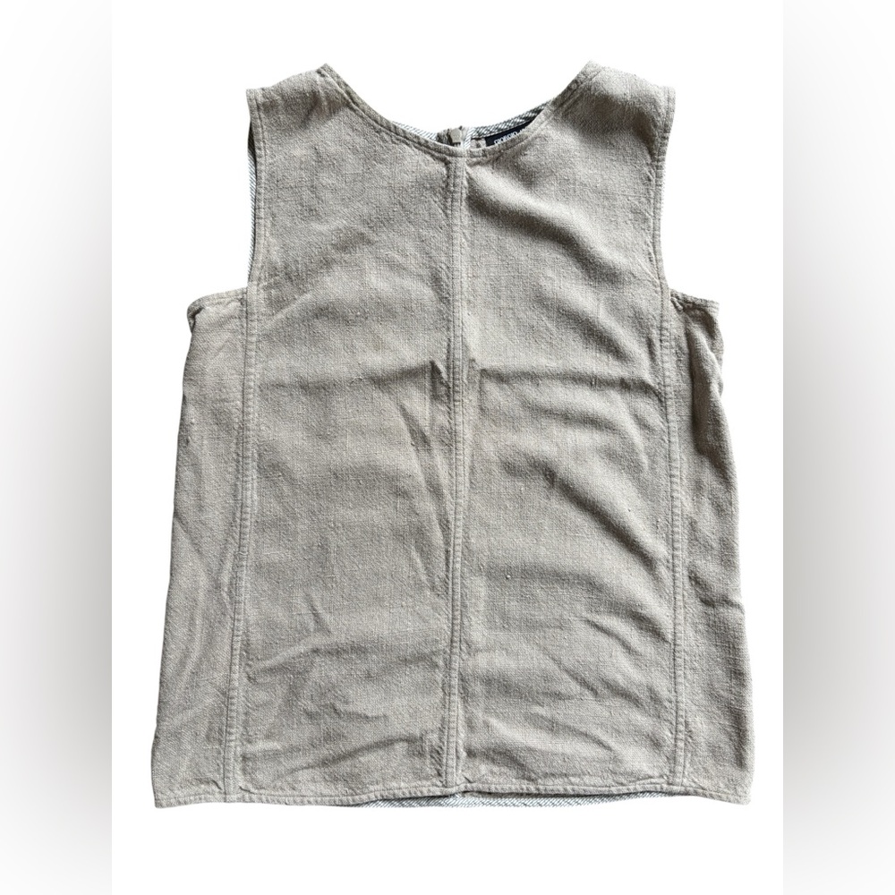 Giorgio Armani Italy Sleeveless Top Sz 38/2 Blouse Shell Tussah Silk Linen Beige